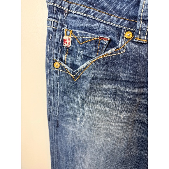 MEK Denim New Oaxaca Bootcut Jeans Women's Size 28/34 Blue Wash Distressed - Picture 2 of 12